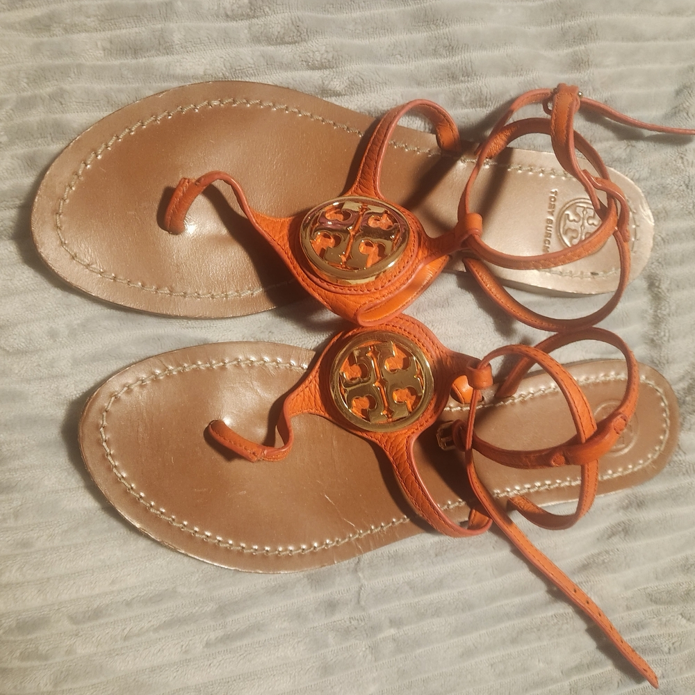 Tory Burch Orange and Brown Sandals